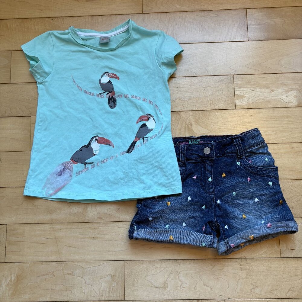 Kanz - Toucan T-Shirt 6Y and Denim Shorts 5Y Set